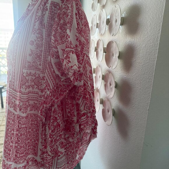 🌸 Boho Red & White Greek Cotton Tunic – One Size (Light & Airy) - Picture 3 of 6